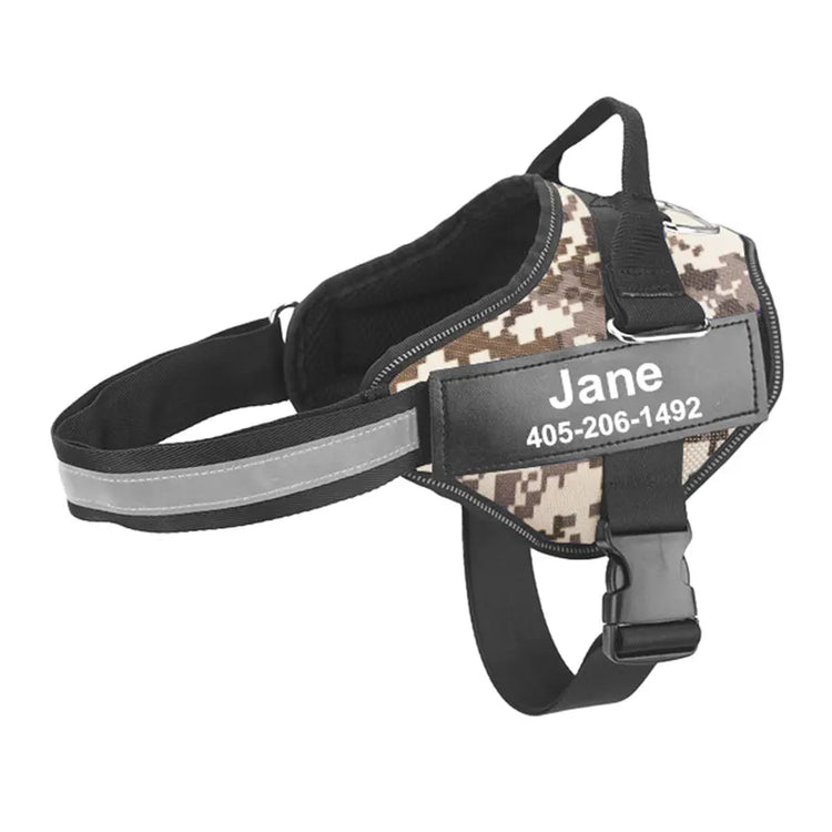 No-Pull Reflective Dog Harness – Adjustable Vest with Custom ID Patch