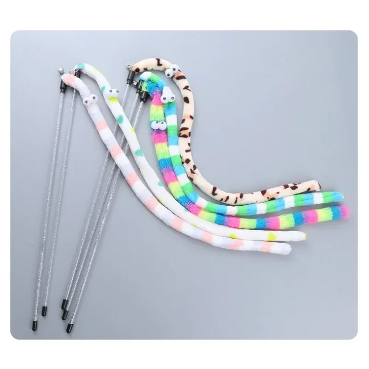 Pet Cat Toy Feather Teaser Wand – Colorful Caterpillar Rod for Endless Cat Fun