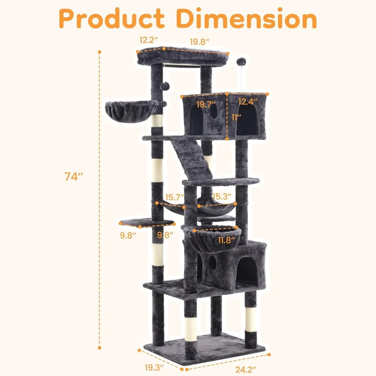 73" Multi-Level Cat Tree Tower – The Ultimate Jungle Gym for Big Cats