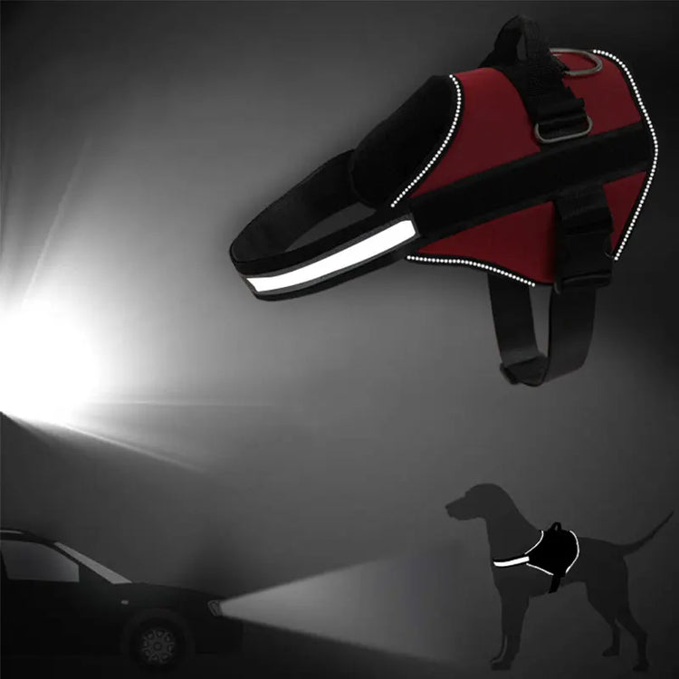 No-Pull Reflective Dog Harness – Adjustable Vest with Custom ID Patch