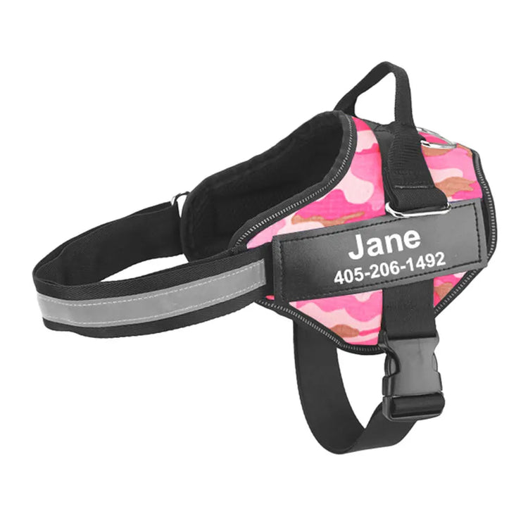 No-Pull Reflective Dog Harness – Adjustable Vest with Custom ID Patch