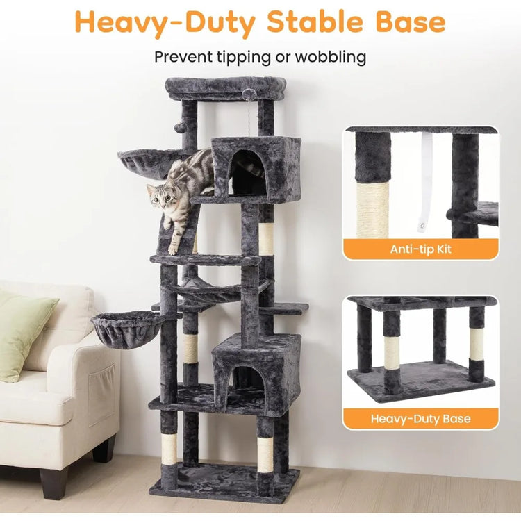 73" Multi-Level Cat Tree Tower – The Ultimate Jungle Gym for Big Cats