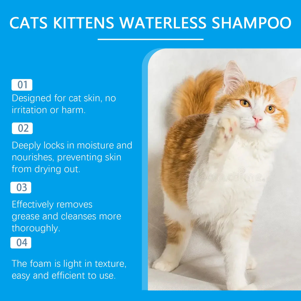 Yegbong 60ml Waterless Pet Cleaning Shampoo – Gentle Foam for Cats & Kittens