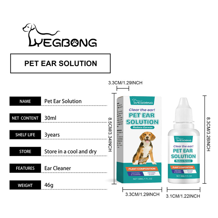 Yegbong 30ml Pet Ear Cleaner Drops – Soothing Ear Care for Dogs & Cats