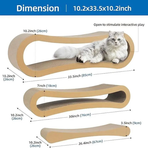 3-in-1 Cat Scratcher Cardboard – Scratch Board, Furniture Protector & Cozy Cat Bed