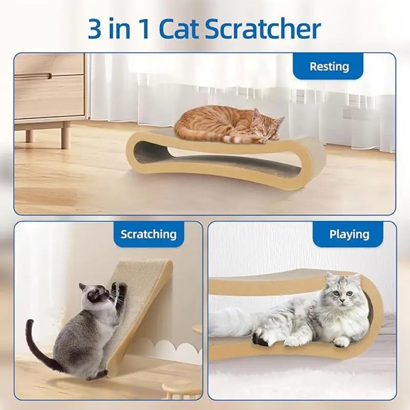 3-in-1 Cat Scratcher Cardboard – Scratch Board, Furniture Protector & Cozy Cat Bed