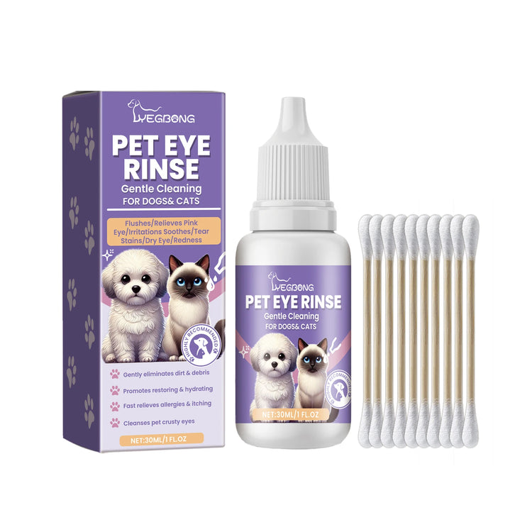 Yegbong 30ml Pet Eye Cleaner Drops – Tear Stain Remover & Eye Nourisher for Dogs & Cats