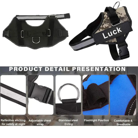 Customizable No-Pull Dog Harness Vest – Reflective & Breathable Outdoor Gear