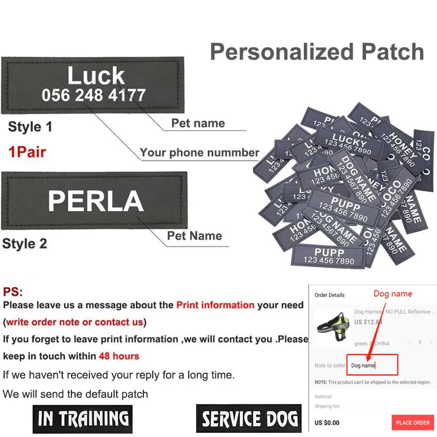 Customizable No-Pull Dog Harness Vest – Reflective & Breathable Outdoor Gear