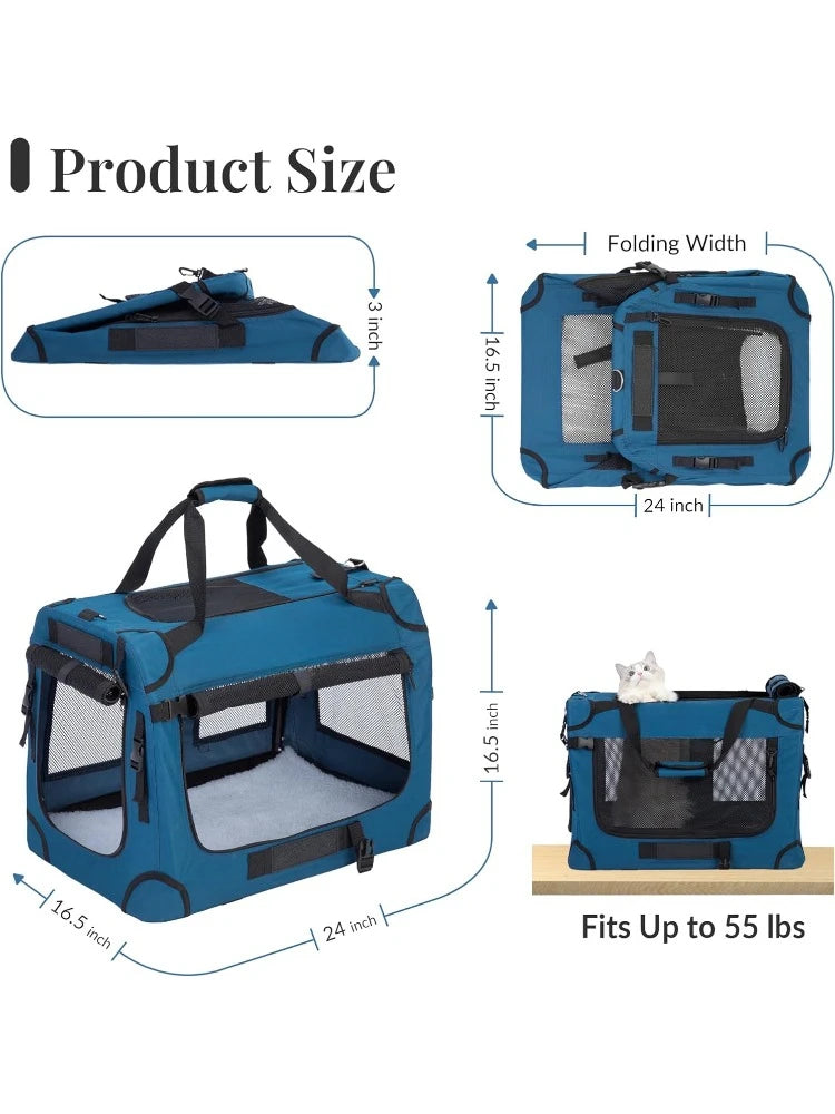 Extra Large Cat Carrier – Collapsible Soft-Sided Crate for Car Travel