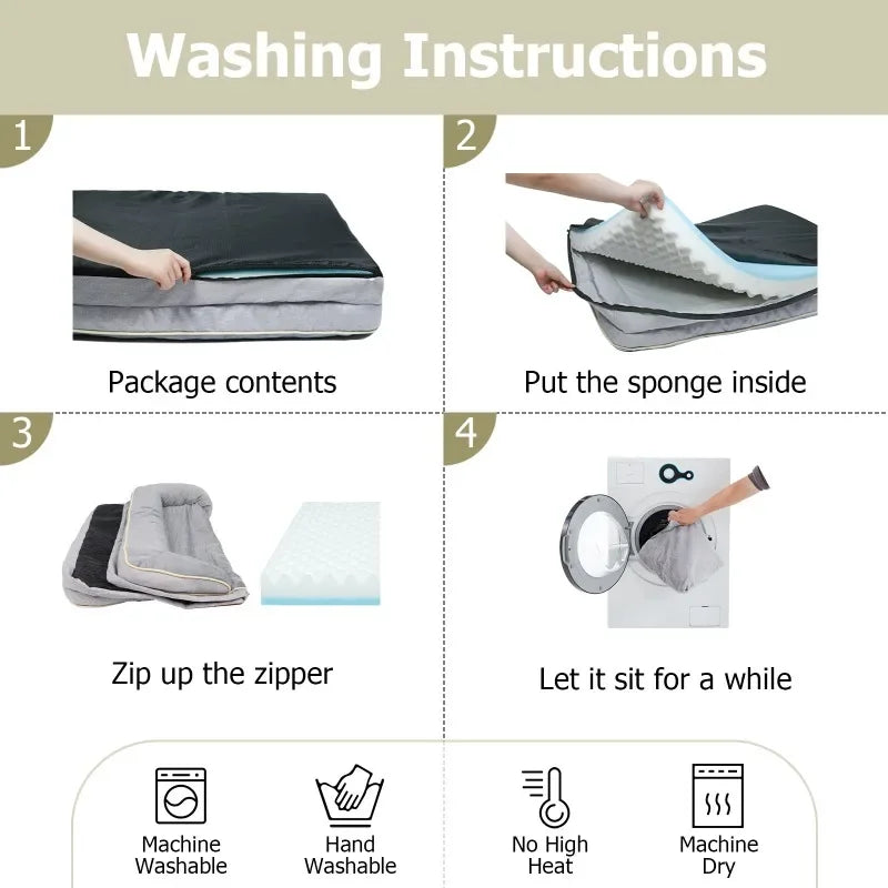 Orthopedic Dog Beds for Large Dogs, Waterproof Memory Foam Large Dog Bed with Sides Egg-Crate Foam Large Dog Couch Bed