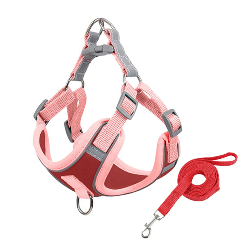 Adjustable Reflective Dog & Cat Harness with Leash – Comfortable, Breathable, and Safe for Small Pets