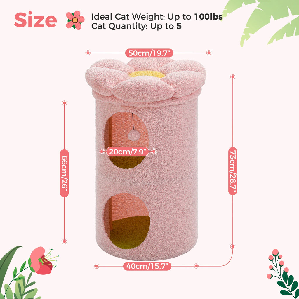 2-Storey Indoor Cat Condo – Cozy Flower Bed Hideaway