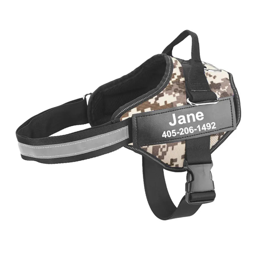 No-Pull Reflective Dog Harness – Adjustable Vest with Custom ID Patch