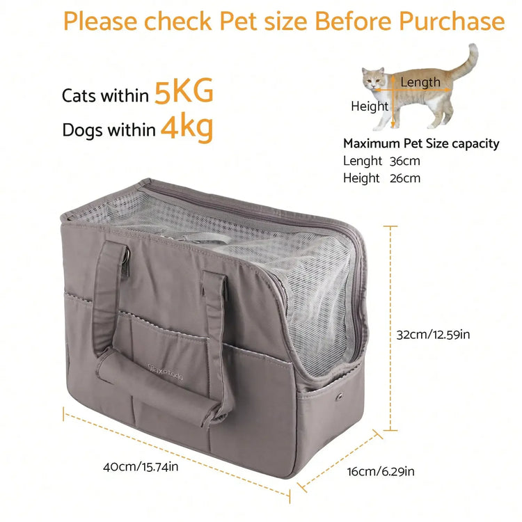 Removable Women’s Pet Carrying Handbag – Dark Gray Carrier for Small Dogs & Cats