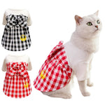 Spring/Summer Pet Skirt Dress – Plaid Princess Outfit with Cute Bowknot