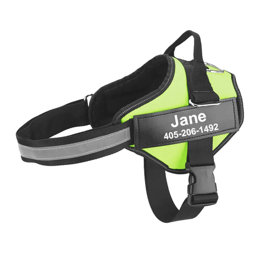 No-Pull Reflective Dog Harness – Adjustable Vest with Custom ID Patch