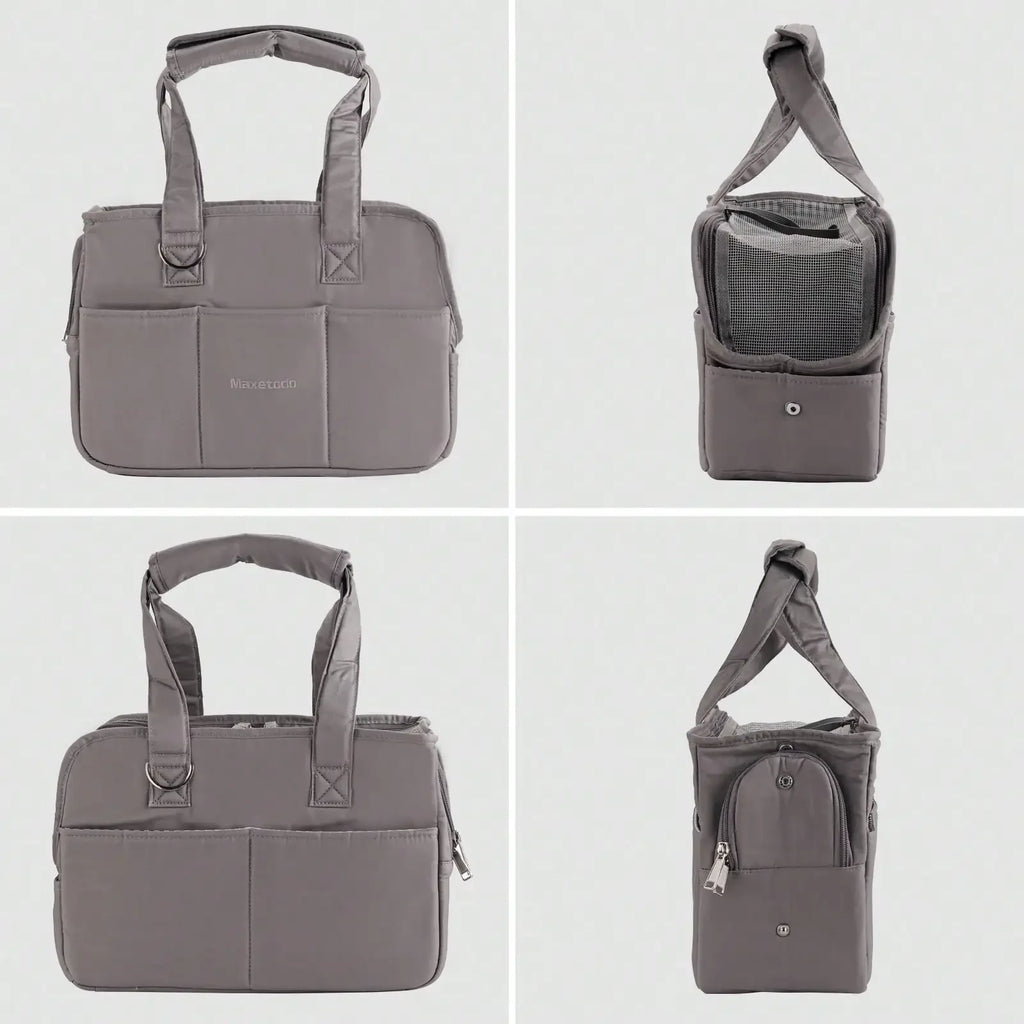 Removable Women’s Pet Carrying Handbag – Dark Gray Carrier for Small Dogs & Cats