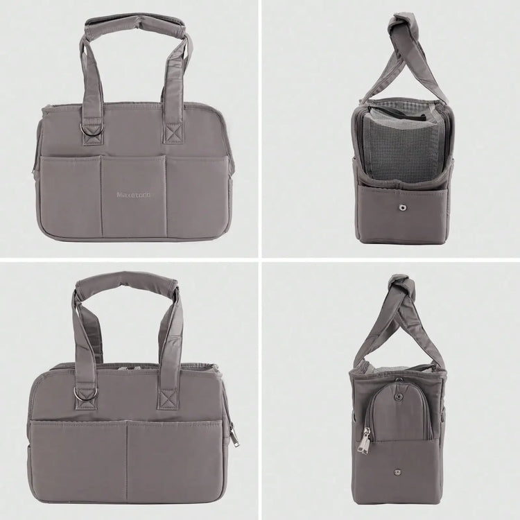 Removable Women’s Pet Carrying Handbag – Dark Gray Carrier for Small Dogs & Cats
