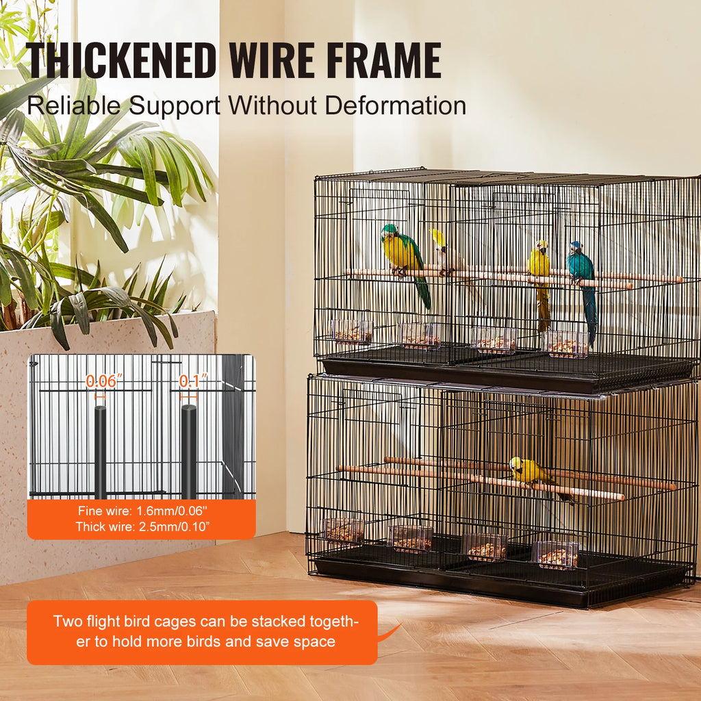 SucceBuy 30-In Flight Bird Cage – Stackable Divided Cage for Small Birds & Travel