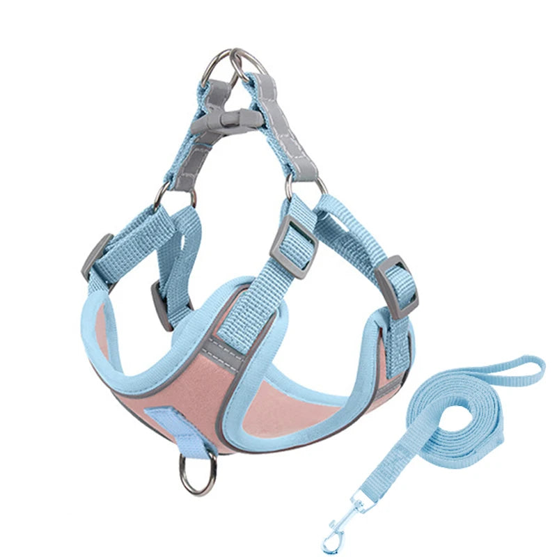Adjustable Reflective Dog & Cat Harness with Leash – Comfortable, Breathable, and Safe for Small Pets