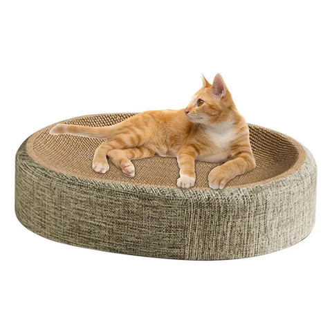 Oval Cat Scratcher & Cozy Nest – All-in-One Scratch Pad and Comfy Pet Bed
