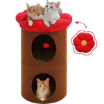2-Storey Indoor Cat Condo – Cozy Flower Bed Hideaway