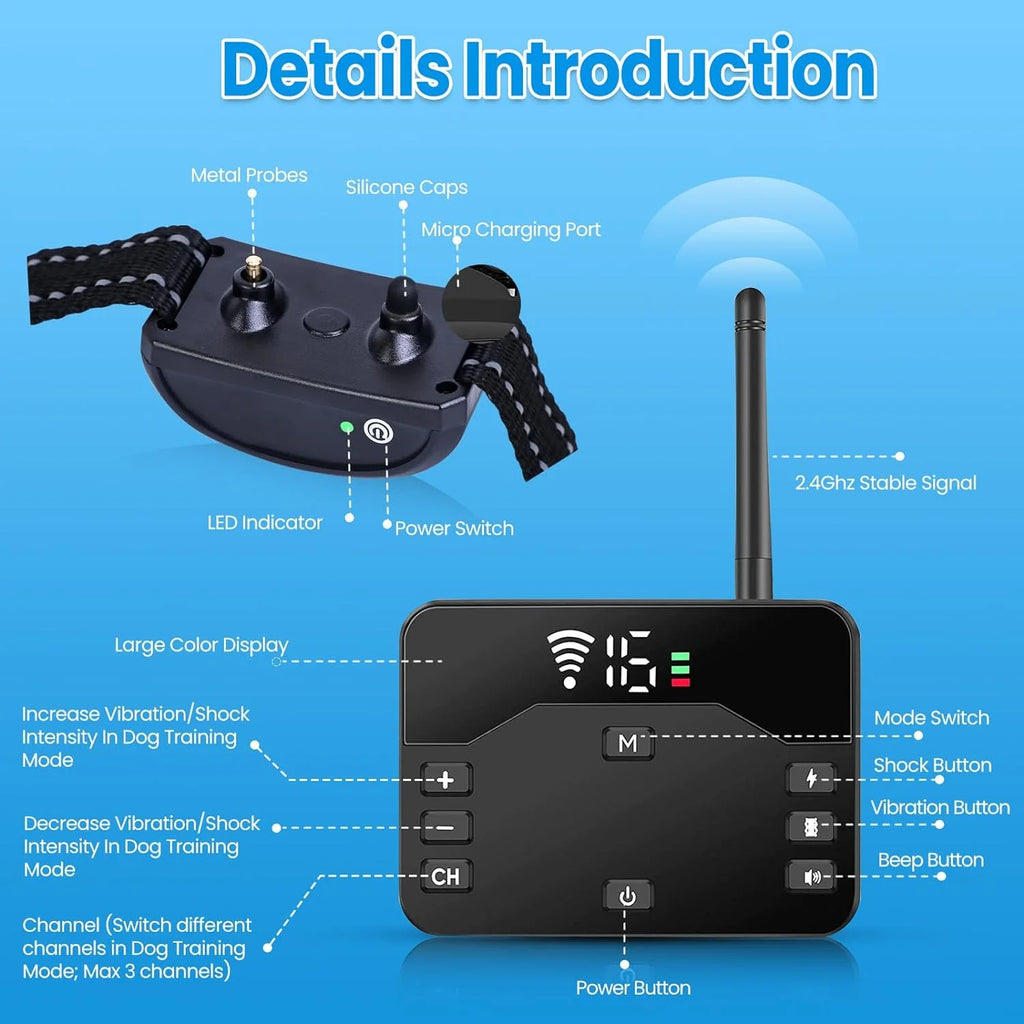 Wireless 2-Dog Fence & Training Collar – Safe Freedom, Smart Control
