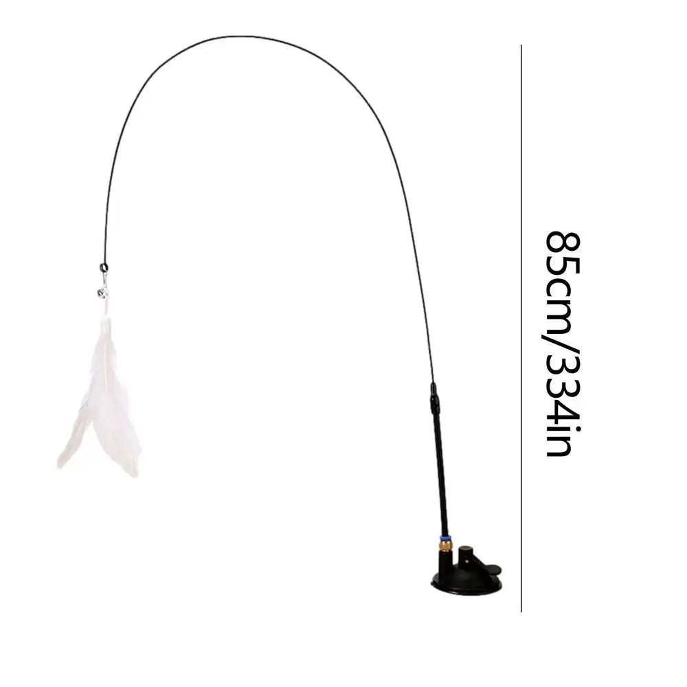 Cat Wand Toy with Detachable Feather & Suction Cup – Fun Exercise & Interactive Play