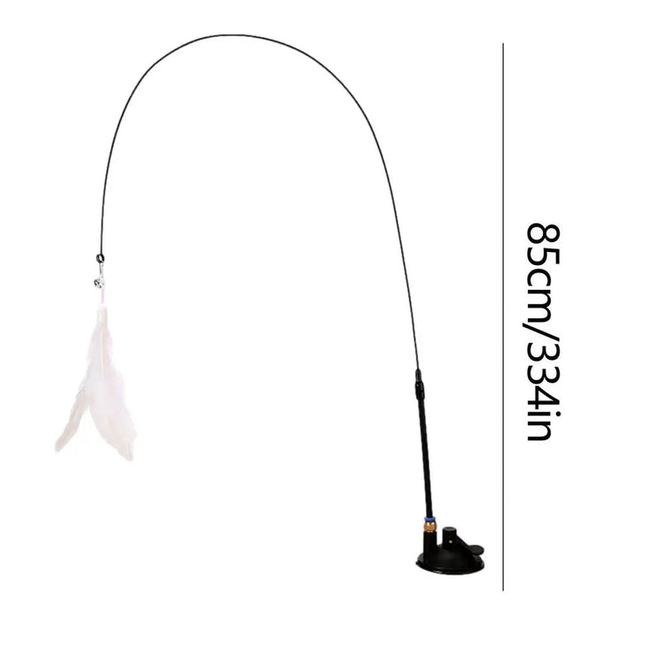 Cat Wand Toy with Detachable Feather & Suction Cup – Fun Exercise & Interactive Play