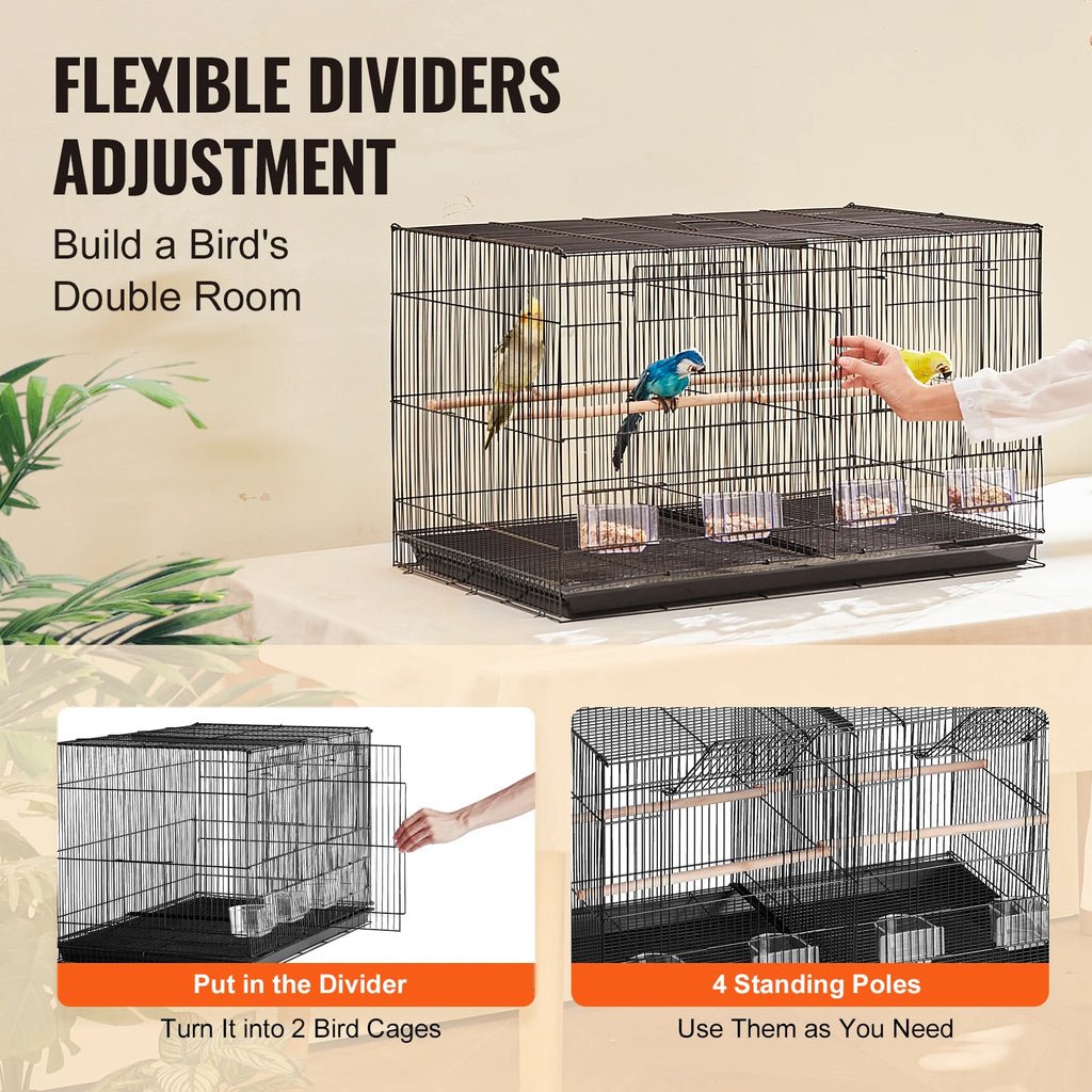 SucceBuy 30-In Flight Bird Cage – Stackable Divided Cage for Small Birds & Travel
