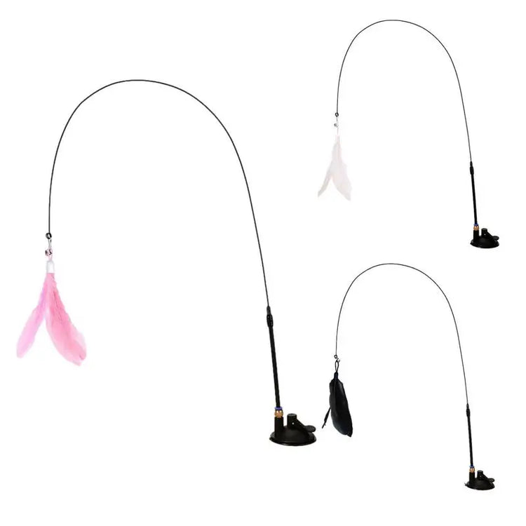 Cat Wand Toy with Detachable Feather & Suction Cup – Fun Exercise & Interactive Play