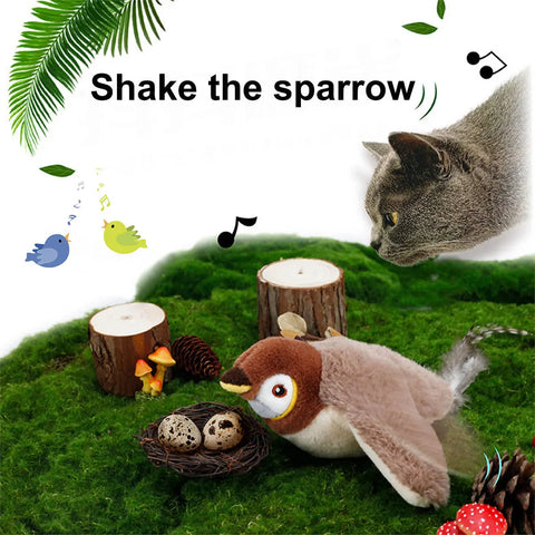Interactive Chirping Bird Cat Toy – Flapping Plush with Catnip for Indoor Cats & Kittens