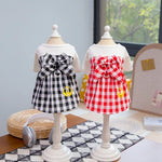 Spring/Summer Pet Skirt Dress – Plaid Princess Outfit with Cute Bowknot