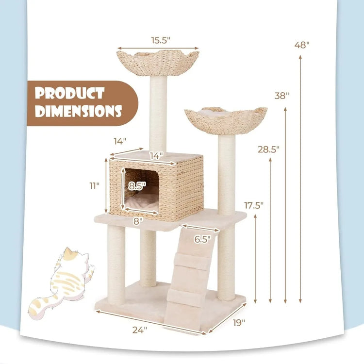 48" Cattail Cat Tree – Play, Rest & Scratch in Style