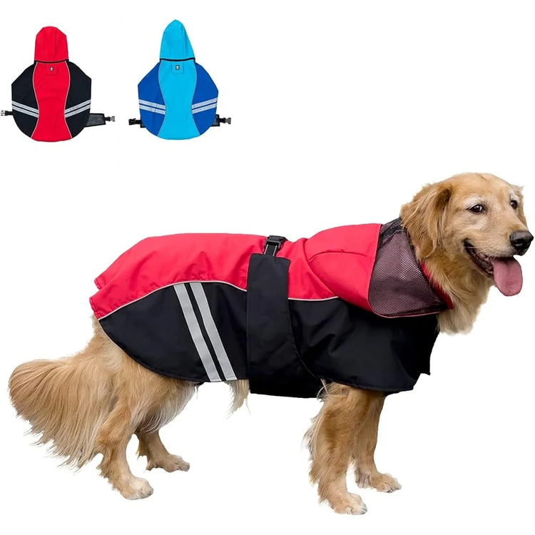 Dog Waterproof Full-Body Raincoat – Lightweight Hooded Jacket with Reflective Straps