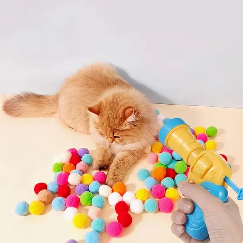 Cat Plush Toy Gun Set – Mini Shooting Plush Balls for Interactive Pet Fun