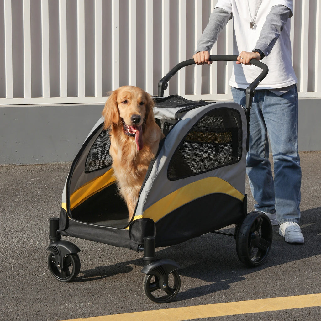 Dog Stroller Ultra-Large 4 Wheels – Foldable Pet Jogger Wagon & Travel Trolley