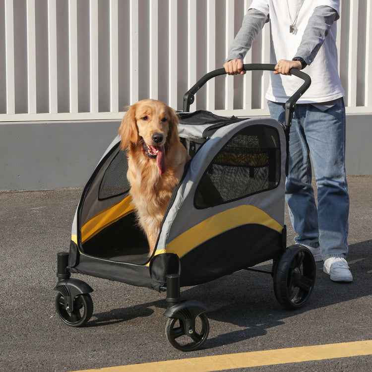 Dog Stroller Ultra-Large 4 Wheels – Foldable Pet Jogger Wagon & Travel Trolley