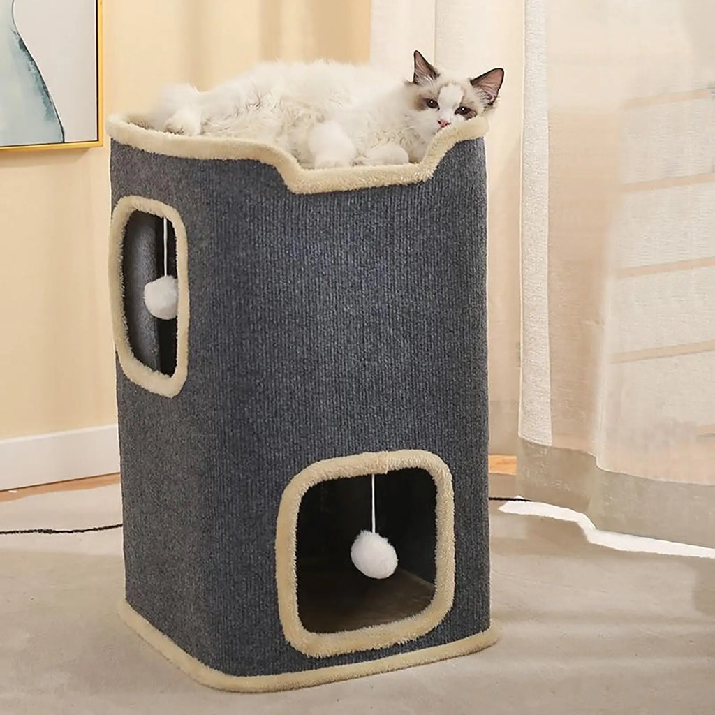 2-Layer Cat House – Cozy Cave & Play Space for Indoor Cats