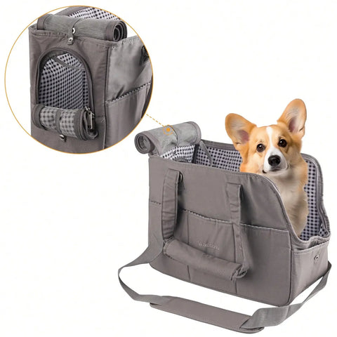 Removable Women’s Pet Carrying Handbag – Dark Gray Carrier for Small Dogs & Cats