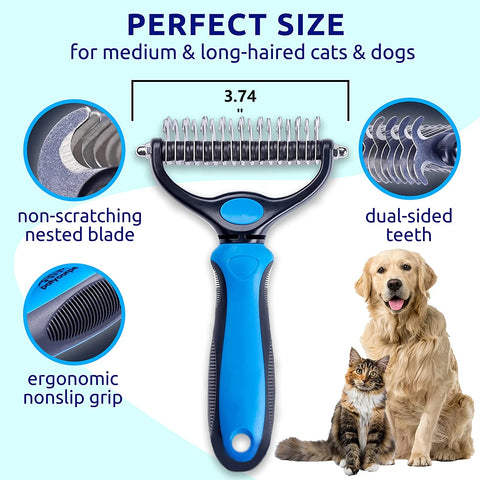 Dog Brush Pet Hair Remover – Professional Shedding & Grooming Tool for Dogs & Cats