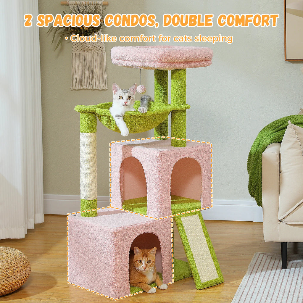 Large Multi-Level Cat Tree – Cozy Condos, Sisal Scratching Posts & Fun Toys for Indoor Cats