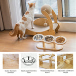 3-in-1 Raised Cat Feeder with Stainless Steel Bowls & Wooden Stand – Comfortable Eating for Happy Pets