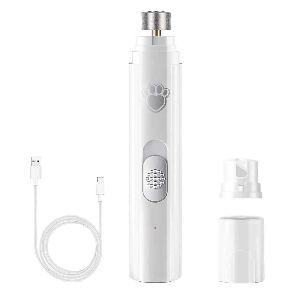 Electric Pet Nail Grinder – USB Rechargeable, Low Noise, LED Light for Dogs & Cats