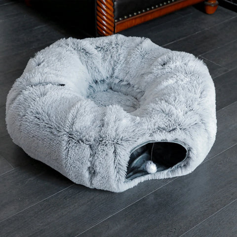 Cat Tunnel Bed with Mat – Plush Playground for Endless Fun