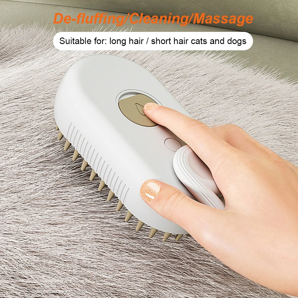 Cat Steam Brush – 3-in-1 Electric Spray Grooming Comb for Cats & Dogs