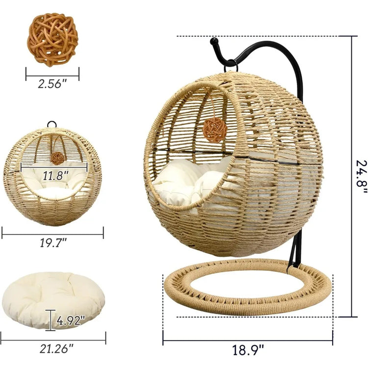 Wicker Cat Swing Bed – Handmade Comfort & Fun for Your Feline Friend