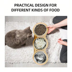 3-in-1 Raised Cat Feeder with Stainless Steel Bowls & Wooden Stand – Comfortable Eating for Happy Pets