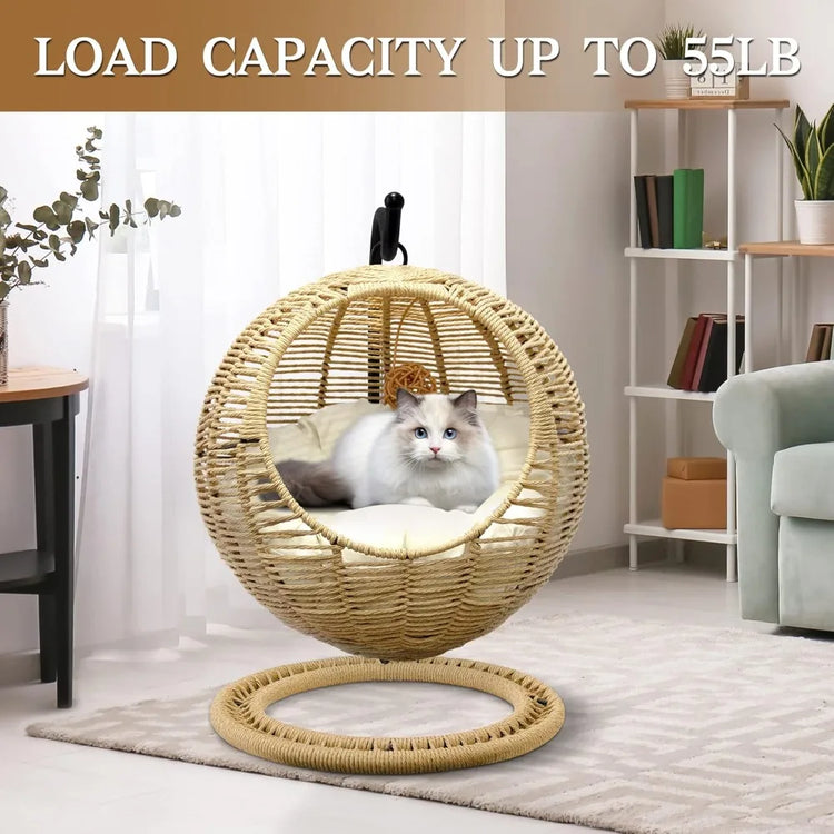 Wicker Cat Swing Bed – Handmade Comfort & Fun for Your Feline Friend